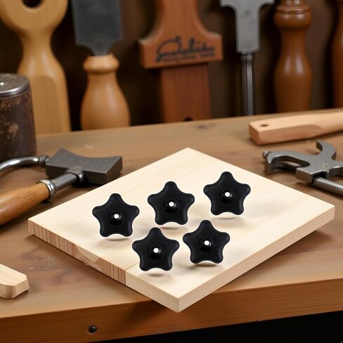 5 Pcs Black 5/16" 18 Female Thread 5 Star Knobs, Clamping Knobs for T Track Bolts, Jig Knobs Thumb Screw Threaded Knobs T Track Accessories for Feather Boards Woodworking Jigs and Fixtures Star Knobs in Saudi Arabia