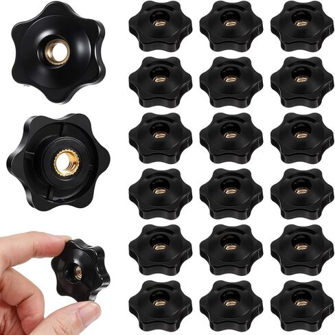 Larrel 20 Pack 1/4-20 Knobs, Black Star Threaded Knobs, Practical Compact Hexagon Head Clamping Knob Hand Knob Tightening Screw for Clamping, Jigs, T Track Applications in Saudi Arabia