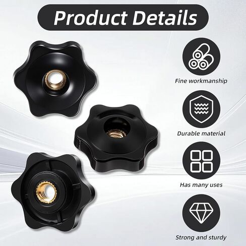 Larrel 20 Pack 1/4-20 Knobs, Black Star Threaded Knobs, Practical Compact Hexagon Head Clamping Knob Hand Knob Tightening Screw for Clamping, Jigs, T Track Applications in Saudi Arabia