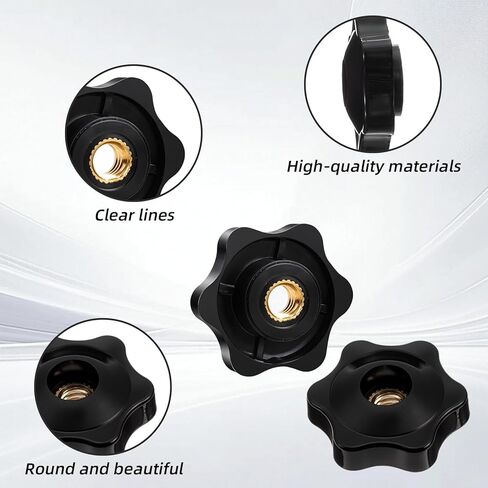 Larrel 20 Pack 1/4-20 Knobs, Black Star Threaded Knobs, Practical Compact Hexagon Head Clamping Knob Hand Knob Tightening Screw for Clamping, Jigs, T Track Applications in Saudi Arabia