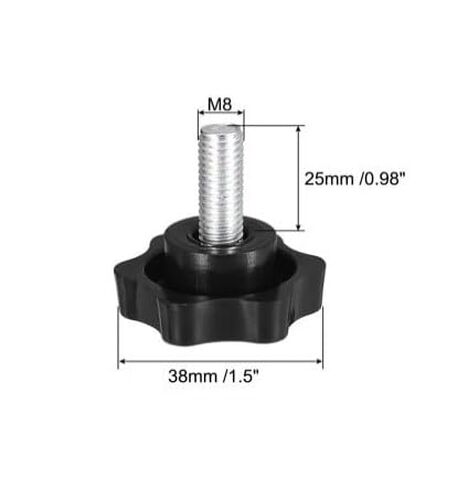 6Pcs Black M8 x 25mm Thread Clamping Knob,Hex Star Knurled Thumb Screw Knobs,Tightening Screws Nuts Knob,6 Star Hand Knob,Knobs and Hand in Saudi Arabia