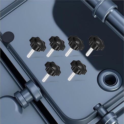 6Pcs Black M8 x 25mm Thread Clamping Knob,Hex Star Knurled Thumb Screw Knobs,Tightening Screws Nuts Knob,6 Star Hand Knob,Knobs and Hand in Saudi Arabia