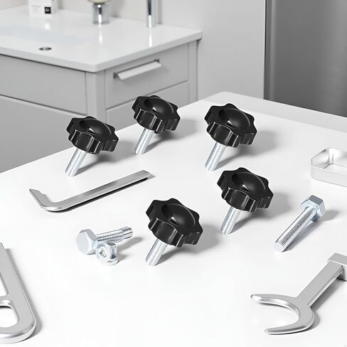 6Pcs Black M8 x 25mm Thread Clamping Knob,Hex Star Knurled Thumb Screw Knobs,Tightening Screws Nuts Knob,6 Star Hand Knob,Knobs and Hand in Saudi Arabia