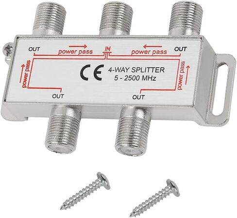 Coronir 4 Way Coaxial Cable Splitter 5-2500MHz لتلفزيون STB ، الهوائي و MOCA Network ، FLEST HOTENNA FLITITER لـ RG6 RG59 Coax Cable Satellite HDTV ، حزمة 1 in Kuwait