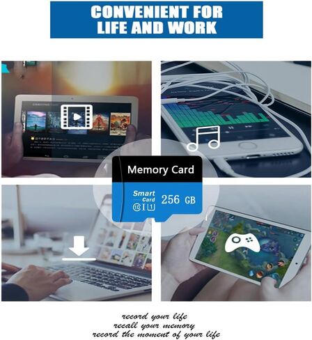 بطاقة الذاكرة 256 جيجا بايت Mini TF بطاقة ذكية عالية السرعة عالية السرعة لهواتف Android وكاميرا الحركة والأجهزة اللوحية تخزين موسعة in Kuwait