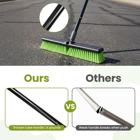 3 عبوات من مكنسة الدفع مقاس 18 بوصة للاستخدام الخارجي شديدة التحمل، مكنسة متجر المرآب مع شريط طويل 59.5 بوصة لتنظيف البلاط الخارجي أو الداخلي، المرآب، المتجر، سطح السفينة، الخرسانة، الخشب، الحجر، أرضية الفناء، مع شعيرات ناعمة in Kuwait
