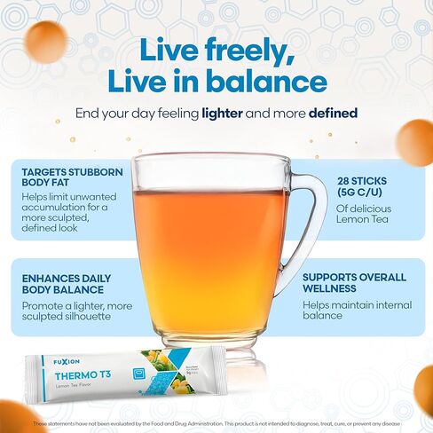 فوكسيون | شاي تخفيف الوزن ثيرمو T3 | مزيج من 3 أنواع شاي | إل-كارنيتين | شاي التنحيف لإنقاص الوزن بسرعة للنساء والرجال | حارق دهون البطن | حارق الدهون الحراري | يساعد على توليد الطاقة | نكهة الشاي بالليمون in Kuwait