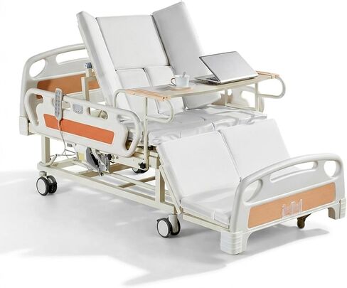 Premium 5 Function Full Electric Hospital Beds for Home Use,75° Backrest,35° Leg Elevation,45° Turning for Pressure Relief,Safety Rails,Remote,Lockable Silent Wheels,330lbs Capacity in Saudi Arabia