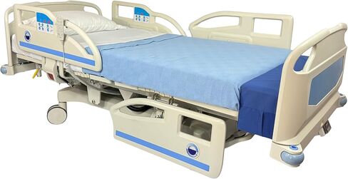 سرير العناية المركزة للمستشفى PAM-7 من Glory Medical للرعاية التجارية/المنزلية، مقياس وزن مدمج، امتداد 10 بوصة، إنعاش قلبي رئوي يدوي/كهربائي، تحكم المستخدم في الجانب الجانبي، قفل مركزي، مرتبة هوائية هجينة مقاس 7 بوصات in Kuwait