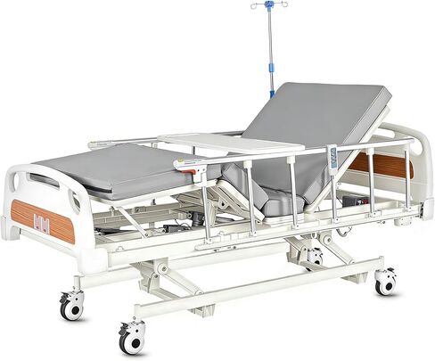 𝟐𝟎𝟐𝟔 𝐏𝐫𝐞𝐦𝐢𝐮𝐦 4 Function Full Electric Hospital Bed, ICU Medical Bed with Waterproof Foam Mattress, Adjustable IV Pole, Dining Bord, 550LBS Capacity Hospital Beds for Home Use in Saudi Arabia