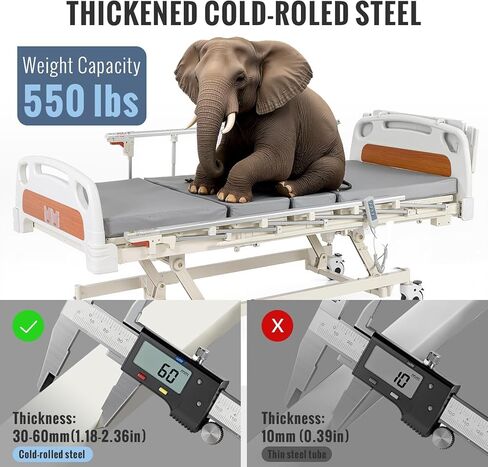 𝟐𝟎𝟐𝟔 𝐏𝐫𝐞𝐦𝐢𝐮𝐦 4 Function Full Electric Hospital Bed, ICU Medical Bed with Waterproof Foam Mattress, Adjustable IV Pole, Dining Bord, 550LBS Capacity Hospital Beds for Home Use in Saudi Arabia