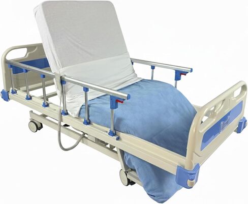 سرير مستشفى Glory Medical PAM-3C - أسرة مستشفى كهربائية قابلة للتعديل لوضع الكرسي للاستخدام المنزلي والتجاري، عجلات قفل، تتضمن مرتبة إسفنجية وصينية سرير وملاءات سرير (x2) in Kuwait
