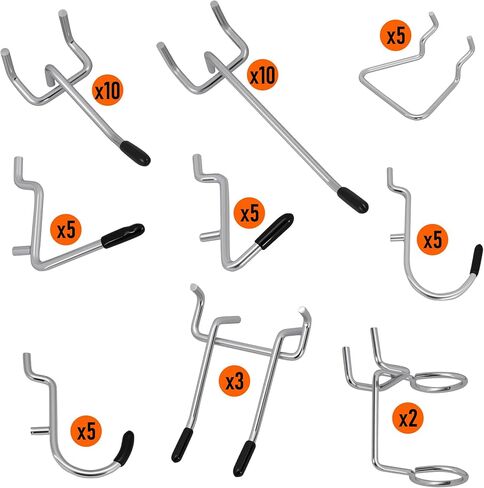 50-Piece Pedboard Hook Set, Durable Metal Hooks for Tool Hangging, Workshop, Garage and Home Organization in Saudi Arabia