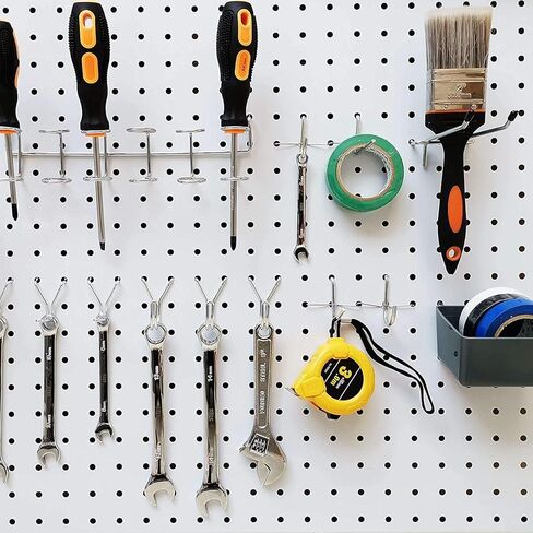 مجموعة تنظيم Pegboard من Craft Room - 114 قطعة من خطافات Pegboard المعدنية وملحقاتها مع صناديق، وحاملات أدوات لـ Pegboard 1/6" و1/8" | منظمة تخزين ورشة المرآب in Kuwait