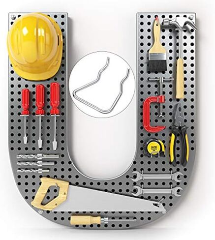 مجموعة تنظيم Pegboard من Craft Room - 114 قطعة من خطافات Pegboard المعدنية وملحقاتها مع صناديق، وحاملات أدوات لـ Pegboard 1/6" و1/8" | منظمة تخزين ورشة المرآب in Kuwait