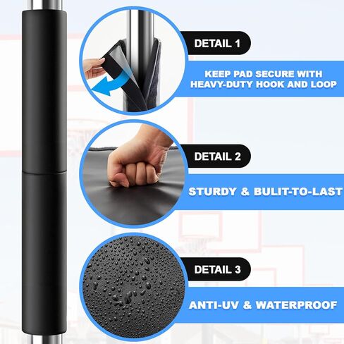 72" Tall Basketball Pole Padding Encircling Round Poles Safety Pole Pads for Player Protection Waterproof Cloumn Pads for Gym Playground, All Weather in Saudi Arabia