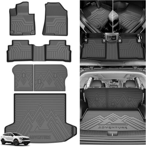 T TGBROS لـ KIA Sportage Floor Mats 2023-2025 2026 مجموعة كاملة من الأحوال الجوية ، قمم مخصص لبطانات TPE الخلفية ، الجذع ، وميضات الجذع للملحقات الرياضية 6pc (وليس الهجينة) in Saudi Arabia