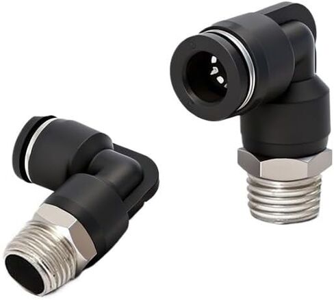 2 قطعة أنبوب هوائي أسود مشترك التوصيل السريع مشترك 90 درجة L على شكل الكوع PL4-M5/6-01/8-02/10-03(BlackPL16-06) in Kuwait