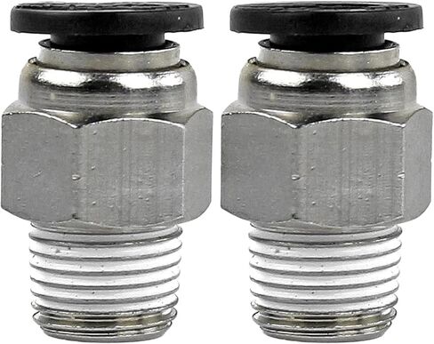 4120 ضاغط ادفع لقفل التوصيل بشكل مستقيم - لأجزاء الأنابيب الهوائية لضاغط الهواء 4120-2Pack - تركيب خرطوم قفل الدفع - 1/8 بوصة ذكر NPT × 1/4 OD أنبوب أنثى 145 ماكس PSI 2 قطعة فضية in Kuwait