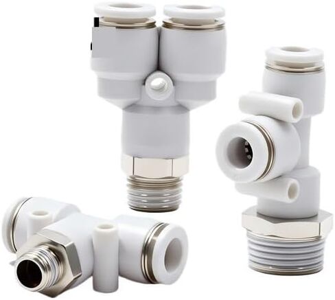 1 قطعة موصل هوائي أبيض موصل قابس سريع T إيجابي المحملة PB6-01/8-02/12-04 (WhitePB4-M5) in Kuwait