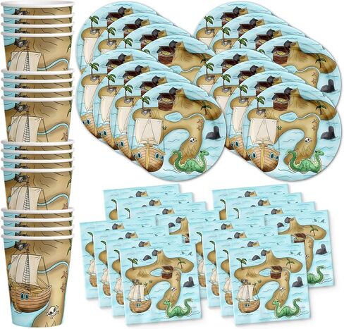 Unicorns & Dinos Joint Birthday Party Supplies Set Plates Napkins Cups Tableware Kit for 16 in Kuwait