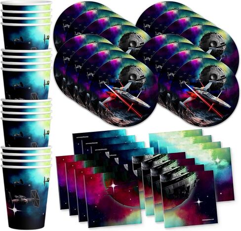 Unicorns & Dinos Joint Birthday Party Supplies Set Plates Napkins Cups Tableware Kit for 16 in Kuwait