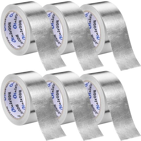 6Pack Adhesive Aluminum Foil Fiberglass Heat Shield Tape 2in x 66ft Silver Self-Adhesive Reflective Foil Tape Thick Heat Resistant Tapes for HVAC Ducts Furnace Dryer Vent Auto Engine Insulation Repair in Saudi Arabia