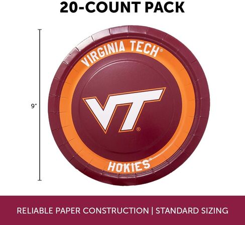Desert Cactus Virginia Tech Paper Plates VT Hokies 20 Count 9 inch Round Plates for Tailgates, Parties, Graduation and Events (Design A) in Saudi Arabia