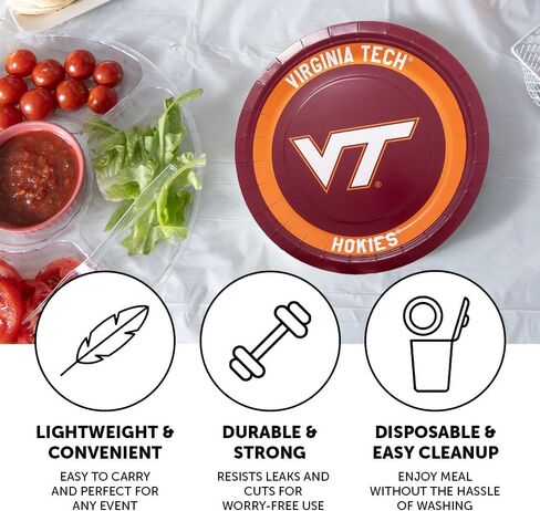 Desert Cactus Virginia Tech Paper Plates VT Hokies 20 Count 9 inch Round Plates for Tailgates, Parties, Graduation and Events (Design A) in Saudi Arabia