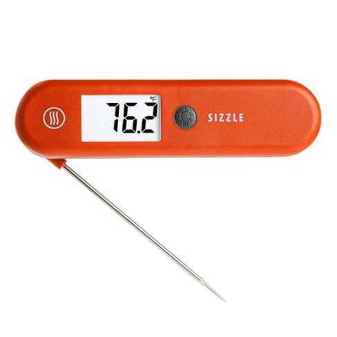 ThermoWorks SIZZLE Digital Meat Thermometer – Instant Read in 2 Seconds, Waterproof, Folding Probe with Magnetic Back, Auto-Rotating Backlit Display, for Cooking Food, Grill & BBQ - Cayenne Pepper Red in Saudi Arabia