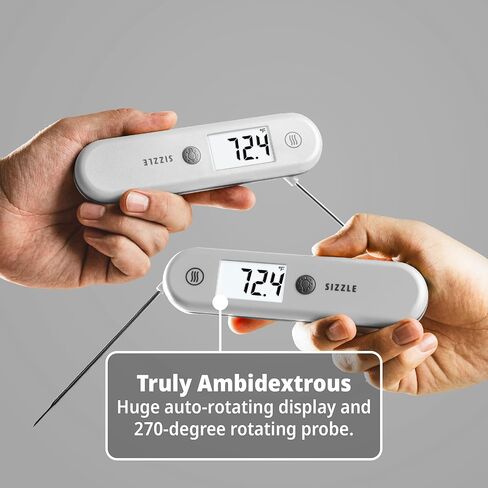 ThermoWorks SIZZLE Digital Meat Thermometer – Instant Read in 2 Seconds, Waterproof, Folding Probe with Magnetic Back, Auto-Rotating Backlit Display, for Cooking Food, Grill & BBQ - Cayenne Pepper Red in Saudi Arabia