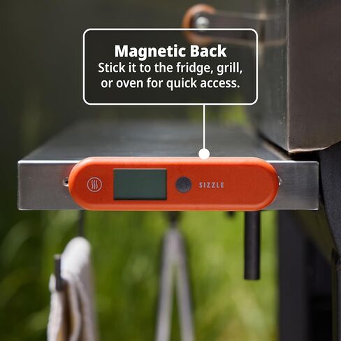 ThermoWorks SIZZLE Digital Meat Thermometer – Instant Read in 2 Seconds, Waterproof, Folding Probe with Magnetic Back, Auto-Rotating Backlit Display, for Cooking Food, Grill & BBQ - Cayenne Pepper Red in Saudi Arabia