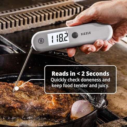 ThermoWorks SIZZLE Digital Meat Thermometer – Instant Read in 2 Seconds, Waterproof, Folding Probe with Magnetic Back, Auto-Rotating Backlit Display, for Cooking Food, Grill & BBQ - Cayenne Pepper Red in Saudi Arabia