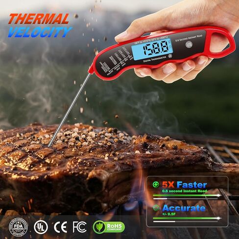 2 pcs 0.6S Instant Read Digital Meat Thermometer Probe/Pen，Factory‑Calibrated/Waterproof/Backlit/Magnetic/Flip Display/Motion Sensor:Outdoor BBQ, Barbecue Grilling, Smoking, Oven, Baking, Oil, Candy in Saudi Arabia