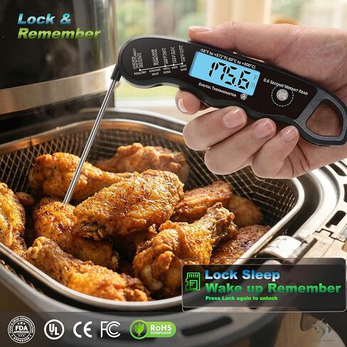 2 pcs 0.6S Instant Read Digital Meat Thermometer Probe/Pen，Factory‑Calibrated/Waterproof/Backlit/Magnetic/Flip Display/Motion Sensor:Outdoor BBQ, Barbecue Grilling, Smoking, Oven, Baking, Oil, Candy in Saudi Arabia