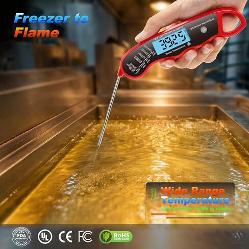 2 pcs 0.6S Instant Read Digital Meat Thermometer Probe/Pen，Factory‑Calibrated/Waterproof/Backlit/Magnetic/Flip Display/Motion Sensor:Outdoor BBQ, Barbecue Grilling, Smoking, Oven, Baking, Oil, Candy in Saudi Arabia