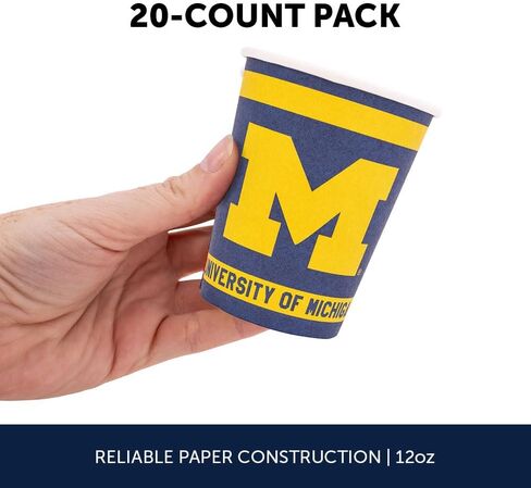 Desert Cactus University of Michigan Paper Cups UM Wolverines 20 Count 9 Ounce Cold Beverage Cups for Tailgates, Graduation and Events (Design A) in Saudi Arabia