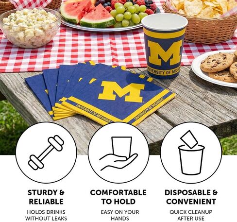 Desert Cactus University of Michigan Paper Cups UM Wolverines 20 Count 9 Ounce Cold Beverage Cups for Tailgates, Graduation and Events (Design A) in Saudi Arabia