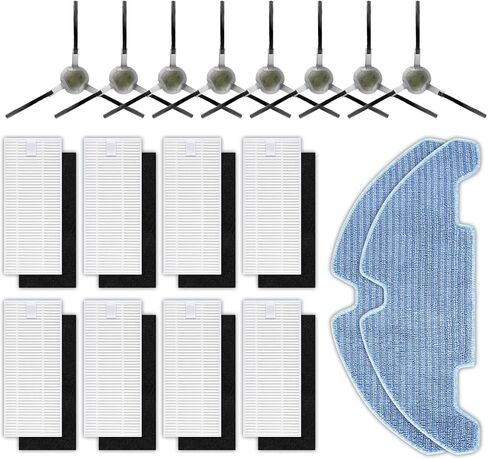 (18 Pack) M330 Pro Replacement Parts Compatible with Lefant M330/ M330 Pro Robot Vacuum Cleaner, 8 Side Brushes, 8 HEPA Filters with Foam Filters, 2 Mop Pads, Accessories Kit in Kuwait