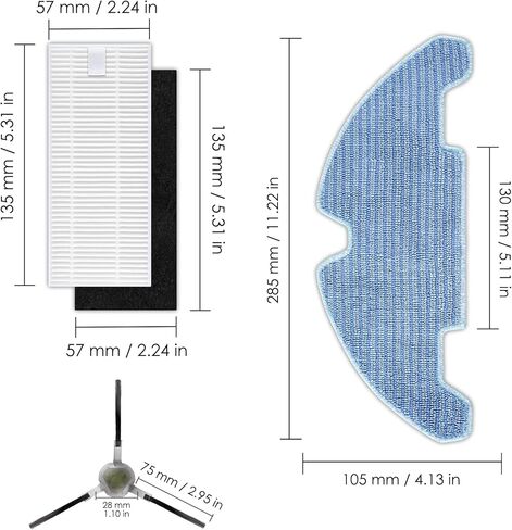 (18 Pack) M330 Pro Replacement Parts Compatible with Lefant M330/ M330 Pro Robot Vacuum Cleaner, 8 Side Brushes, 8 HEPA Filters with Foam Filters, 2 Mop Pads, Accessories Kit in Kuwait