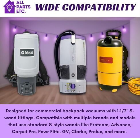 14" Scallop Face Vacuum Floor Tool – Compatible with Proteam Backpack Vacuum 1 1/2" S-Wand Fittings – Commercial Carpet & Floor Cleaning Attachment - Black in Kuwait