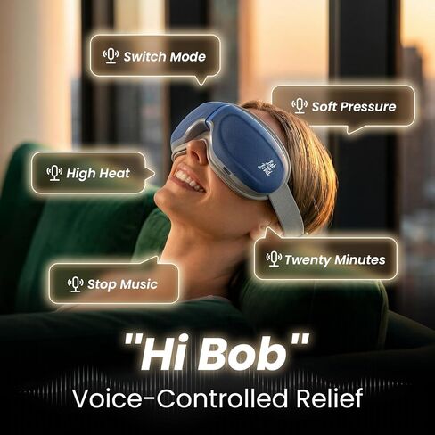 مدلك العين من بوب آند براد مع التحكم الصوتي بالحرارة والتبريد، مؤهل من FSA، تدليك معبد العين 3 الصوتي، مدلك العين الساخن لعلاج الصداع النصفي وتخفيف جفاف العيون، هدية مثالية للنساء والرجال in Kuwait