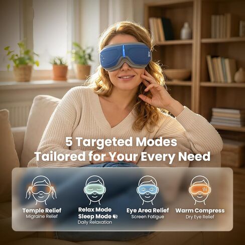 مدلك العين من بوب آند براد مع التحكم الصوتي بالحرارة والتبريد، مؤهل من FSA، تدليك معبد العين 3 الصوتي، مدلك العين الساخن لعلاج الصداع النصفي وتخفيف جفاف العيون، هدية مثالية للنساء والرجال in Kuwait