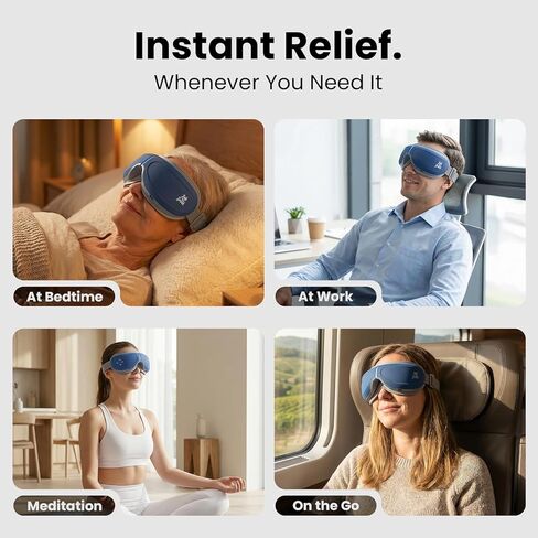 مدلك العين من بوب آند براد مع التحكم الصوتي بالحرارة والتبريد، مؤهل من FSA، تدليك معبد العين 3 الصوتي، مدلك العين الساخن لعلاج الصداع النصفي وتخفيف جفاف العيون، هدية مثالية للنساء والرجال in Kuwait