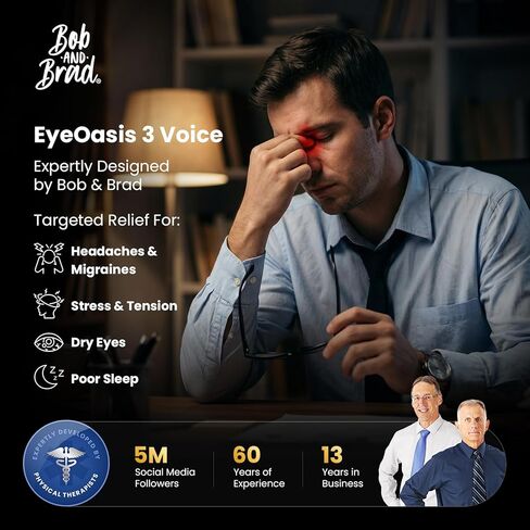 مدلك العين من بوب آند براد مع التحكم الصوتي بالحرارة والتبريد، مؤهل من FSA، تدليك معبد العين 3 الصوتي، مدلك العين الساخن لعلاج الصداع النصفي وتخفيف جفاف العيون، هدية مثالية للنساء والرجال in Kuwait