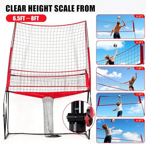 محطة شبكية لتدريب الكرة الطائرة 2 في 1 مع ارتفاع 5 حائز على براءة اختراع (6'5'' إلى 8'')، نظام تدريب عالي التحمل للضرب على الضربات المدببة، معدات تدريب داخلية وخارجية في الفناء الخلفي in Kuwait