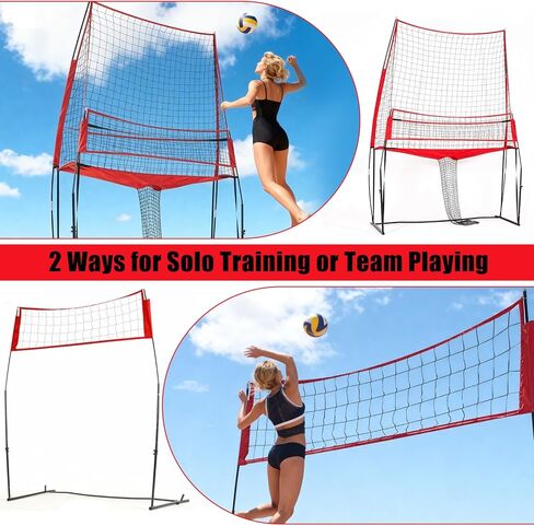 2-in-1 Volleyball Practice Net Station with Patented 5-Height (6'5'' to 8'), Heavy Duty Training System for Hitting Spiking Serving, Backyard Indoor Outdoor Trainer Equipment in Saudi Arabia