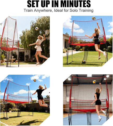 2-in-1 Volleyball Practice Net Station with Patented 5-Height (6'5'' to 8'), Heavy Duty Training System for Hitting Spiking Serving, Backyard Indoor Outdoor Trainer Equipment in Saudi Arabia