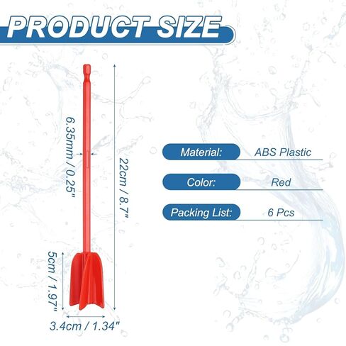 PATIKIL 6Pcs Silicone Resin Mixer Paddles, 8.7" ABS Plastic Paint Stirrers Paint Mixer Drill Attachment Epoxy Stirrer for Resin Silicone Paddle Works with 1/4" Hex Shank, Red in Saudi Arabia