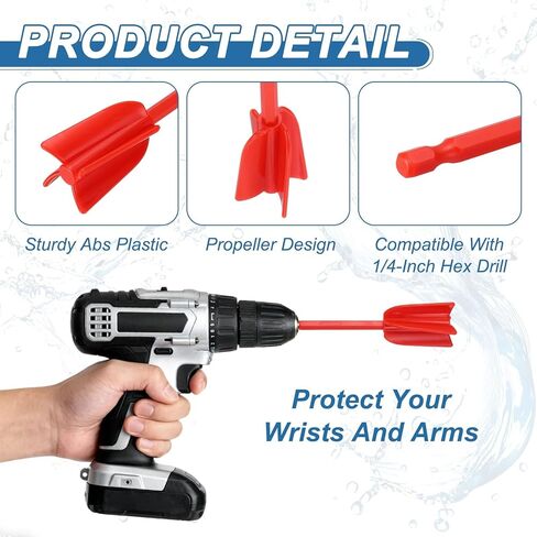 PATIKIL 6Pcs Silicone Resin Mixer Paddles, 8.7" ABS Plastic Paint Stirrers Paint Mixer Drill Attachment Epoxy Stirrer for Resin Silicone Paddle Works with 1/4" Hex Shank, Red in Saudi Arabia